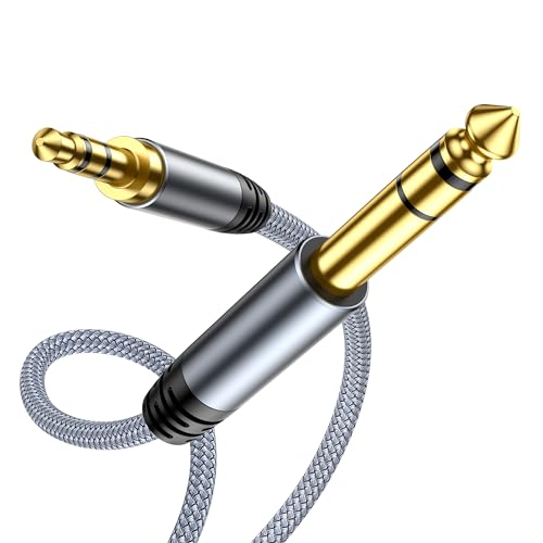 Highwings 1/4 to 1/8 Cable Stereo Audio Cable 3FT, 6.35mm 1/4" Male to 3.5mm 1/8" Male TRS Bidirectional Stereo Audio Cable Jack for Guitar, Home Theater Devices, Speaker and Amplifiers - size: 3FT