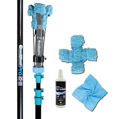 DomeWizard™ 25' Security Camera Cleaning Kit with Professional Grade Carbon Fiber Pole – Lens Cleaner for Dome, PTZ, Mini Dome & Bullet Cameras – Reusable Microfiber Mitt + 8oz Cleaning Solution - size: 25' Cleaning Kit