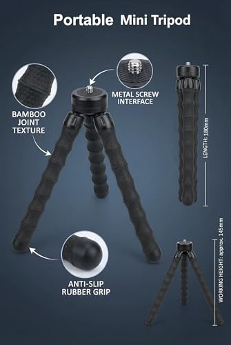 Mini Tripod Flexible Desktop Stand Compact Tripod Compatible with DJI Pocket 3, Action Camera, GoPro Hero, Insta360 X5 X3 X4