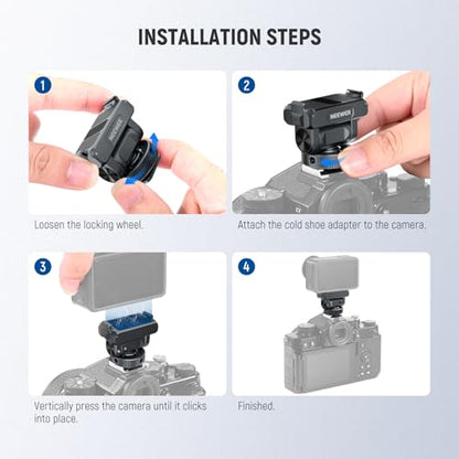 NEEWER Magnetic Mount Accessories Compatible with DJI Osmo 360 / Action 5 Pro / 4/3, Quick Release 160° Tilt Action Camera Adapter Mount with Cold Shoe, 1/4" Thread, AC012 Dark Gray - style: AC012 Dark Gray