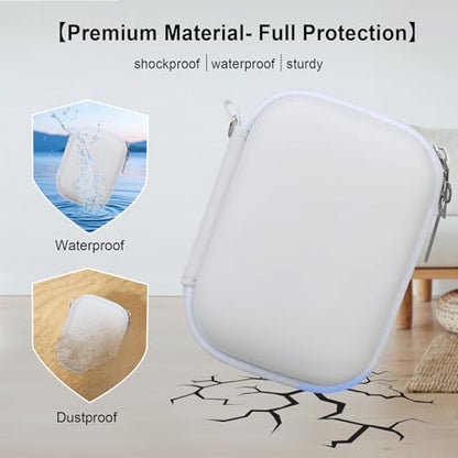 Elonbo Carrying Case for Canon PowerShot ELPH 360 HS A/ 360 HS/ 360/ IXY 650 Digital Camera, Canon PowerShot ELPH 330/190/160/115/130/110 Camera Hard Travel Bag, Mesh Pocket fits Battery Cable, White - color: White