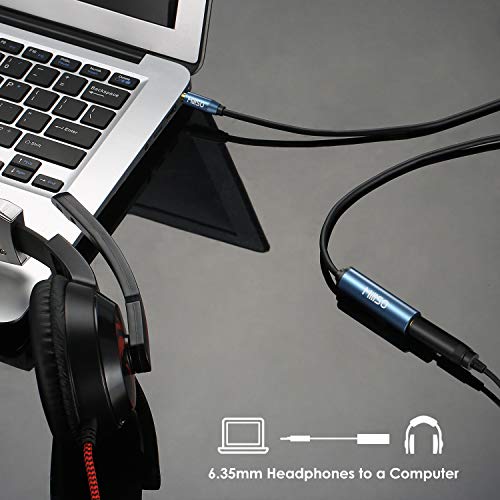 MillSO 1/4 to 3.5mm Headphone Adapter, 16 Feet TRS 6.35mm Female to 3.5mm Male 1/8 to 1/4 Stereo Audio Jack Adapter for Amplifiers, Guitar amp, Piano, Home Theater Devices, Phone, Laptop, Headphones - color: Blue, size: 16 FT