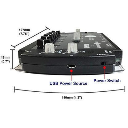 Maker hart Drum Mixer Compact 6 Ch Multitrack Audio IN/3.5mm Stereo/6.3mm Mono L/R/Mic IN/USB Audio out/Build in MIC