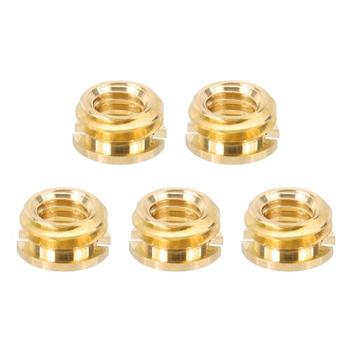 PATIKIL 1/4" Female to 3/8" Male Convert Screws Adapters, 5 Pcs Tripod Thread Adapter Mount for Camera Monopod Video DSLR SLR Mic Stand, Gold
