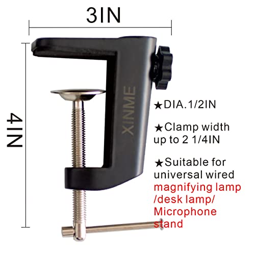 Desk lamp Clamp: 2PACK 1/2 Enlarge Hole Replacement C Clamp for Desk Light,Magnifying Glass with Light,Table Mic Stand,Mic Arm Desk Mount,Swing Arm Phone Holder,for Home Office Work Task (BLACK) - color: Black