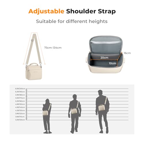 K&F CONCEPT Camera Sling Bag Small Crossbody Camera Case DSLR/SLR/Cute Compact Shoulder Photography Bags for Photographers-Beige - color: 03-Beige