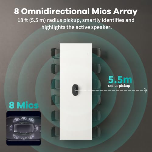 KanDao Meeting Ultra Standard - 360° 4K All-in-One Video Conference Camera, AI Tracking, 8 Noise-Cancelling Mics, Build-in System, Works with Zoom, Google Meet, Microsoft Teams - Plug & Play - color: black- grey