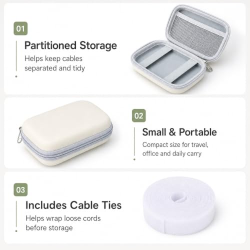 Electronic Accessories Organizer, USB Flash Drive Case SD Card Holder, Cable Management Bag with 118in Hook and Loop Tape, Travel Charger Organizer for Thumb Drive, Memory Cards, Cable