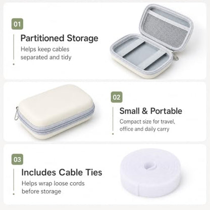 Electronic Accessories Organizer, USB Flash Drive Case SD Card Holder, Cable Management Bag with 118in Hook and Loop Tape, Travel Charger Organizer for Thumb Drive, Memory Cards, Cable