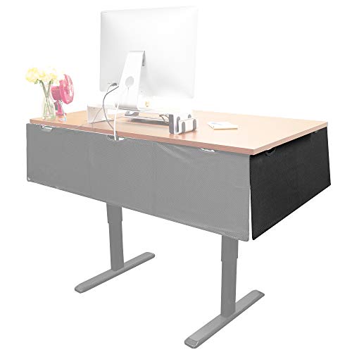 Mount-It! Under Desk Privacy Panel for Sit Stand Workstations [41 Inches Wide], with Cable Management and Organizer Pockets, Modesty Desk Skirt for Home and Office (Black) - size: 41 Inches