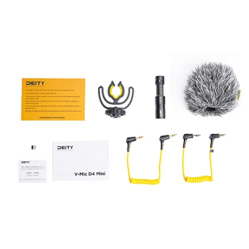 Deity V-Mic D4 Mini Microphone On-Camera Interview Mic Super Cardioid Compact Perfect for Vlog Pocket Cam DSLR Camera,Podcast, Voice Dictation,Recording YouTube, Interview, Video Conference | Ultracompact On-Camera Mic, Plug-in Power, Trs and Trrs Cables,