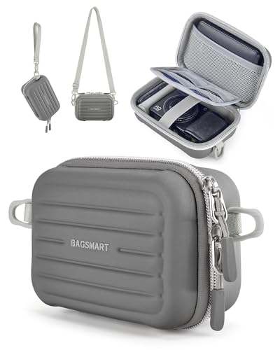 BAGSMART Digital Camera Case, Small Camera Bag with 2 Carrying Ways, Grey | Lightweight Camera Sling Bag for Canon Powershnot ELPH 180/190/Sony DSCW800/DSCW830, Waterproof & Protective - color: Grey