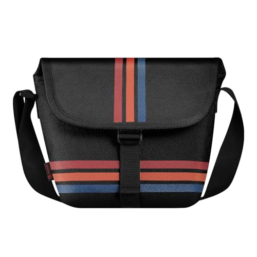FINTIE Crossbody Camera Bag Compatible with Polaroid Now+ Generation 3rd/2nd/1st I-Type, Polaroid Flip, OneStep 2 VF, I-2 Instant Film Camera Travel Sling Case with Adjustable Strap - color: Black Stripe, size: 6 x 5 x 2 inches