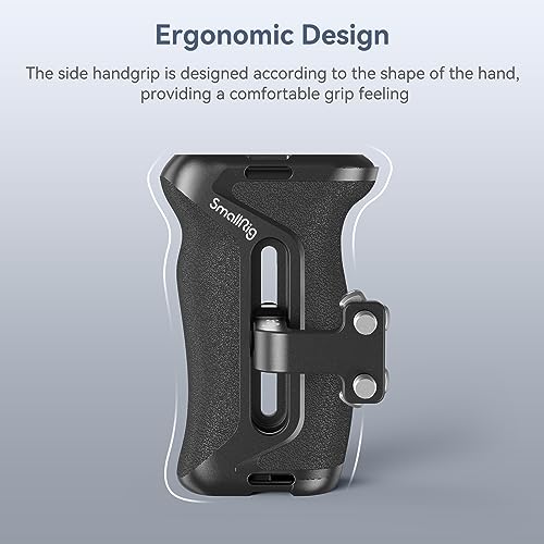 SmallRig Aluminum Side Handle for Camera Cages, Universal Ergonomic Side Handgrip with Bulit-in 1/4"-20 Locating Hole, Strap Hole, Cold Shoe, 36mm Up/Down Adjustable - style: Screws Side Handle