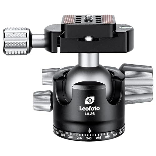 LEOFOTO 84mm Low Profile Camera Tripod Ball Head Mount with 1/4" Quick Release Plate for DSLR/Camcorder, 360° Swivel & 90° Tilt Panoramic, 3/8" Mounting Screw for Tripod/Monopod/Slider, Max Load 39lb - color: Knob Release, 84mm, with QR Plate, Max Load 39