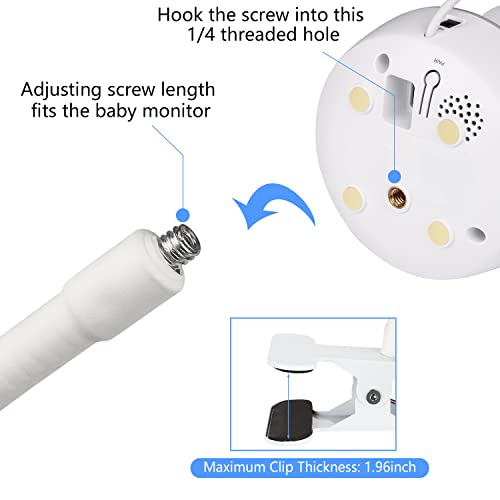 Gooseneck Baby Monitor Mount for Motorola, Owlet, VAVA, Arlo Baby Monitor and Most Universal Baby Security Camera, Flexible Baby Camera Holder Without Tools or Wall Damage - White