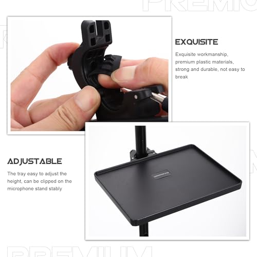 Microphone Stand Tray Adjustable Clamp on Shelf for Live Broadcast Sound Card Holder Mic Rack Stand Organizer for Singing Podcast Recording Streaming