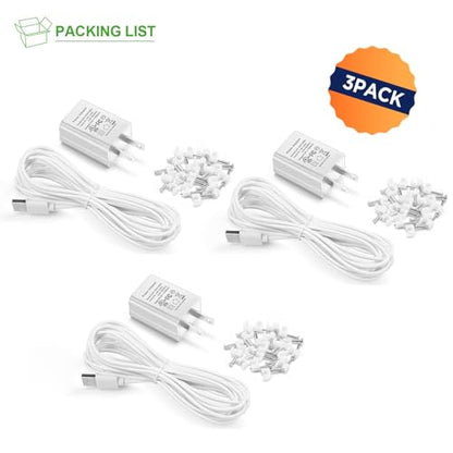 OLAIKE (3 Pack) 8m/26ft Charge Cable for Ring Stick Up Cam Battery/Plug-in & Ring Spotlight Cam Battery, Weatherproof Power Adapter Keep Charge Your Camera (No Camera), White - color: (26 ft/8m, 3 Pack) White