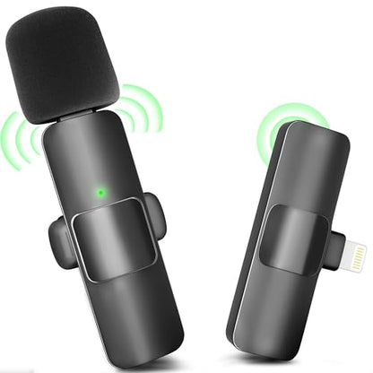Wireless Lavalier Microphone for iPhone, iPad - mini Microphone Bluetooth Lapel Mic for Video Recording Tiny Clip on Phone Mic for Podcast Camera Vlogging YouTube Tiktok - style: Black Wireless Lavalier Microphone
