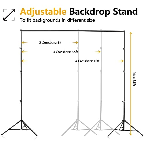 ShowMaven Green Screen Backdrop with Stand, 5x6.5ft Adjustable Photo Backdrop Stand with Flat Base, 4 Clamps and Backdrop for Meeting, Photography, Parties (5x8.5ft) - size: 5x8.5 ft