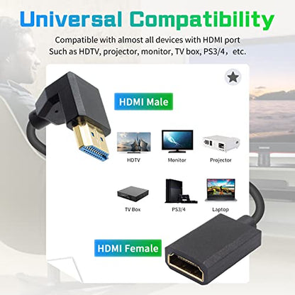 Duttek 8K Coiled HDMI Extension Cable, Down Angled 90 Degree HDMI Male to Female Coiled Cable 48Gbps, 90 Degree HDMI Extension Cable with 8K 60Hz Video and 3D HDR for TV, HDTV Laptop PC 4FT/1.2M - style: Down Angle HDMI Male to Female