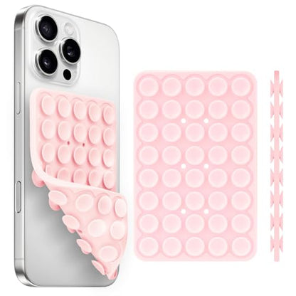 Yojaro Silicone Suction Cup Phone Case Mount Double Sided, Phone Accessories Hands-Free Strong Grip Holder for Selfies and Videos, Silicon Phone Stand for iPhone and Android Light Pink - color: Light Pink
