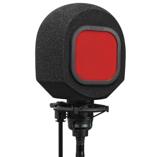 Soundbox Vocal Recording Isolation Booth | Portable Microphone Shield, Pop Filter for Studio-Quality Sound for Singing, Podcasting, Acoustic High-Density Foam Ball, Mic Soundproof Box (Fire Red) - color: Fire Red Pop Filter