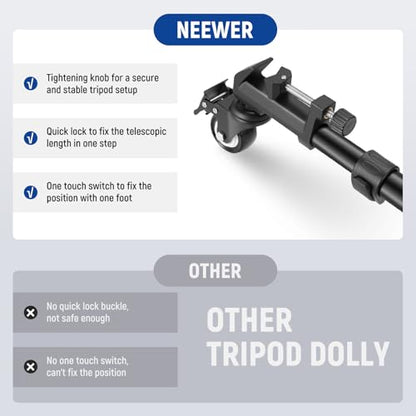 NEEWER Photography Tripod Dolly, Heavy Duty 33lbs Capacity Tripod Wheels with 2 inch Rubber Wheels, Adjustable Leg Mount and Carry Bag for Canon Nikon Sony DSLR Cameras Camcorder Photo Video Lighting - style: NW-600 with 2" Wheels