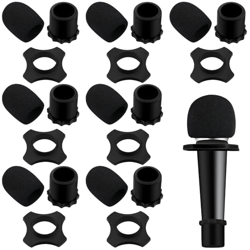 Flutesan 8 Set Microphone Cover Foam Mic Cover Microphone Windscreen Shakeproof Wireless Handheld Mic Protection Silicone Ring Anti Rolling Bottom Rod Sleeve Holder Foam Filter(Black) - color: Black