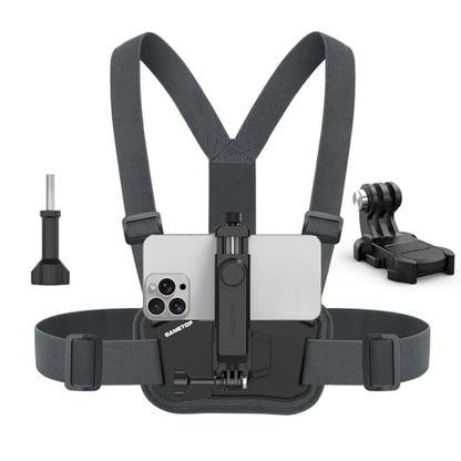 Phone Chest Mount Harness Holder Cell Phone Strap for iPhone | for Samsung Mobile Phones, Vertical Recording Filming, for GoPro DJI Osmo Action Cameras, POV/VLOG