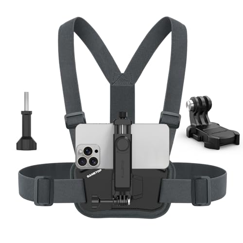Phone Chest Mount Harness Holder Cell Phone Strap for iPhone | for Samsung Mobile Phones, Vertical Recording Filming, for GoPro DJI Osmo Action Cameras, POV/VLOG