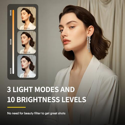 RALENO Magnetic Selfie Light for MagSafe iPhone, Phone Light with Magnetic Mount & Convertible Stand for Selfies TikTok Vlog Zoom Makeup, Featuring 850Lux/0.3m Ring Lighting and 30 Lighting Modes