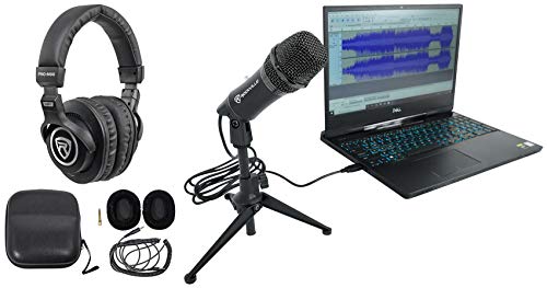 Rockville Z-Stream Bundle: USB Condenser Microphone for Streaming, Podcasting, and Video Calls, PRO-M50 Studio Headphones with Detachable Cable and Case, 2-Items