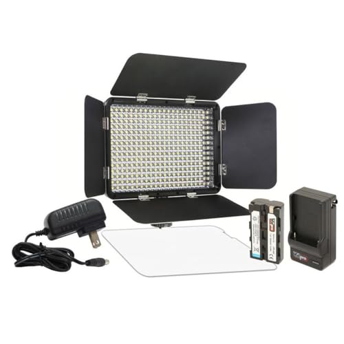 Vidpro LED-330X Photo and Video Light Kit - On Camera Panel LED Light - Adjustable and Dimmable 3200K-5600K Variable Color Light Fits Cameras w/Hot Shoe Includes Rechargeable Battery Diffuser - size: LED-330X