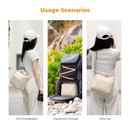K&F CONCEPT Camera Sling Bag Small Crossbody Camera Case DSLR/SLR/Cute Compact Shoulder Photography Bags for Photographers-Beige - color: 03-Beige