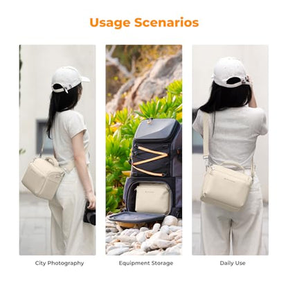 K&F CONCEPT Camera Sling Bag Small Crossbody Camera Case DSLR/SLR/Cute Compact Shoulder Photography Bags for Photographers-Beige - color: 03-Beige