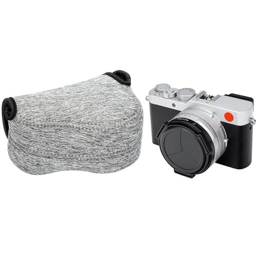 KIWIFOTOS Neoprene Camera Sleeve for Leica D-LUX 8 Sony ZV-E10 II A6400 | 6mm thick Neoprene Pouch for fits Camera≤4.7x2.9x3.4in. Anti Scratch. Touch-fastening flap. without strap - color: Neoprene Camera Case Gray