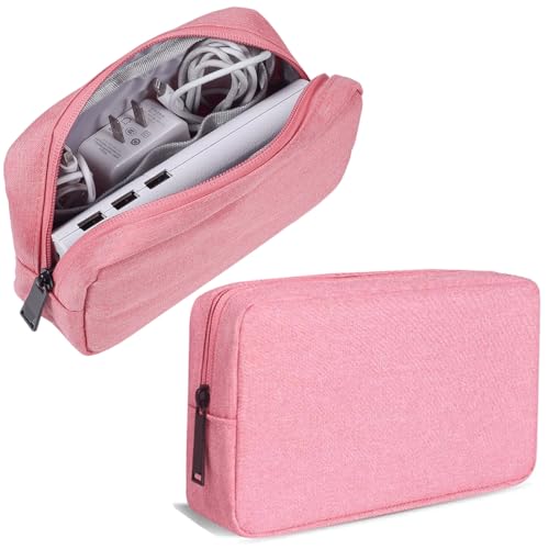 CAAORDKSO Electronics Organizer Travel Bag, Small Cable Organizer Case Waterproof Accessories Pouch, Travel Electronic Carrying Case for Cable, Cord, Charger, Phone, Power Bank, Earphone (Small-Pink) - color: Small-Pink, size: Small