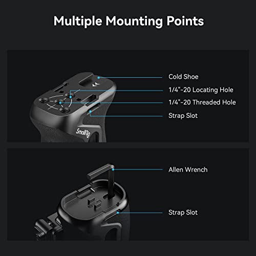 SmallRig Snap-On NATO Side Handle, Quick Lock Design, Up/Down Adjustable, Built-in Cold Shoe Mount, 1/4''-20 Thread Hole, Wrist Strap Hole - 4017 - style: Snap-On NATO Side Handle