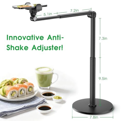 Overhead Phone Stand for Desk, Heavy Duty Aluminum Overhead Phone Tripod with Flexible Long Arm, 360° Rotating Phone Holder for Filming Overhead, Drawing, Cooking – Perfect for Creators(Clip) - style: Clip