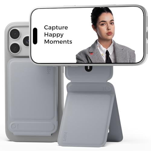 MOFT Phone Tripod Stand Selfie Stick for iPhone, Multi-Angles iPhone Stand, Lightweight & Portable Phone Holder, Strong Magnets, MOVAS Vegan Leather, Travel Essentials, Cement (Without Card Slot) - color: Cement x Without Card Slot, size: Without Card Slo
