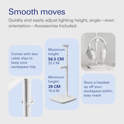 Elgato Neo Stand, Desk Mount for Key Light Neo | Weighted base, Adjustable height and tilt, Integrated headset holder, Recycled plastic, Clean white finish - style: Neo Stand