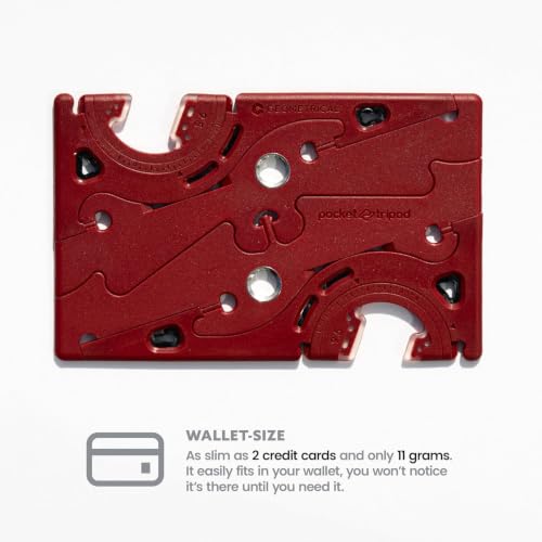 GEOMETRICAL Pocket Tripod PROv2 - Card-Size Stand, for iPhone, Blood Red Universal Kit - color: Blood Red