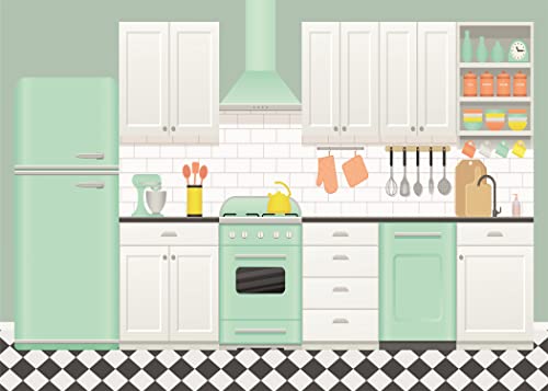 10x8ft Fabric Cartoon Kitchen House Backdrop Baking Room Photography Background Christmas Cooking Interior Decoration Family Birthday Party Banner Adult Kids Portrait Video Photo Booth Props - size: 10x8FT