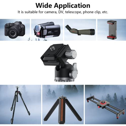 Tripod Mini Ball Head 360 Degree Rotating Panoramic Ballhead with 1/4" Screw Quick Shoe Plate, for Tripod Monopod Slider DSLR Camera Camcorder,Max Load up to 5 kg/ 11lb - size: 1/4" quick shoe plate