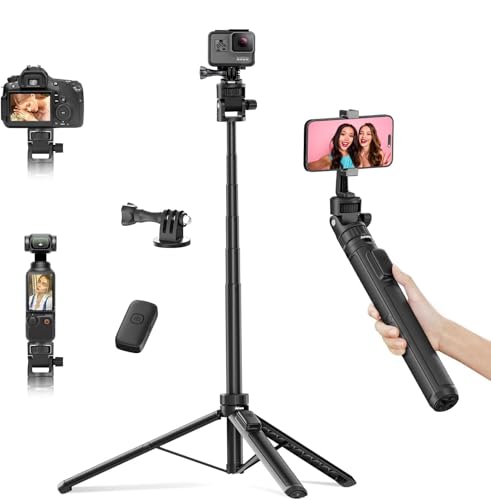 70" Action Camera Tripod for DJI, Extendable Selfie Stick Tripod with Action Camera Adapter, Phone Holder, Compatible with DJI Action 6/5 pro/5, Insta360 X5/X4, Gopro Hero 13/12/11/10