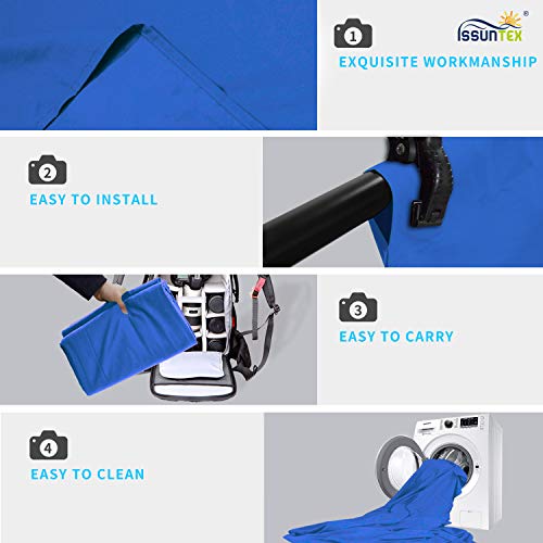 ISSUNTEX 9X15 ft Background Polester Backdrop, Photo Studio, Collapsible High Density Screen for Video Photography and Television-Blue - color: Blue
