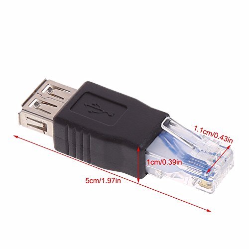Herfair Ethernet to USB Adapter 2PCS for ADSL Modem/Router/Computer Camera/Surveillance Camera with Network Function - RJ45 LAN Internet Male to USB Female Connector