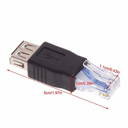Herfair Ethernet to USB Adapter 2PCS for ADSL Modem/Router/Computer Camera/Surveillance Camera with Network Function - RJ45 LAN Internet Male to USB Female Connector