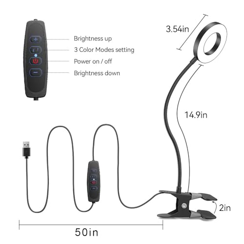 2 Pack LED Clip on Desk Lamp, Metal 360 Adjustable Neck Eye-Caring Clamp Lamp with Memory Function, 3 Color Modes & 10 Brightness Levels for Home, Office, Dorm, Bedroom - style: Clip-on Desk Lamp-2Pcak